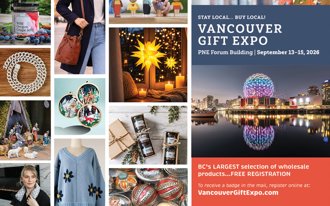 MyBrilliantStar booth at Vancouver Gift Expo 2026 — wholesale Herrnhuter Stars and MAROLIN ornaments