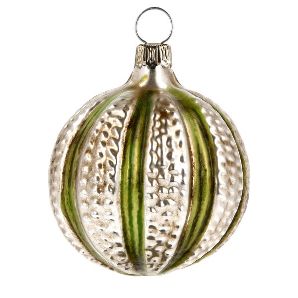 MAROLIN® - Glass ornament &quot;Ornament with nub and green stripes&quot;