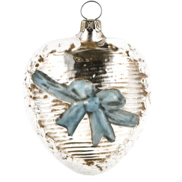 MAROLIN® - Glass ornament &quot;Big heart with blue bow&quot;