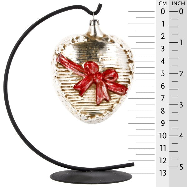 MAROLIN® - Vintage Glass ornament "Big heart with red bow" on star bow