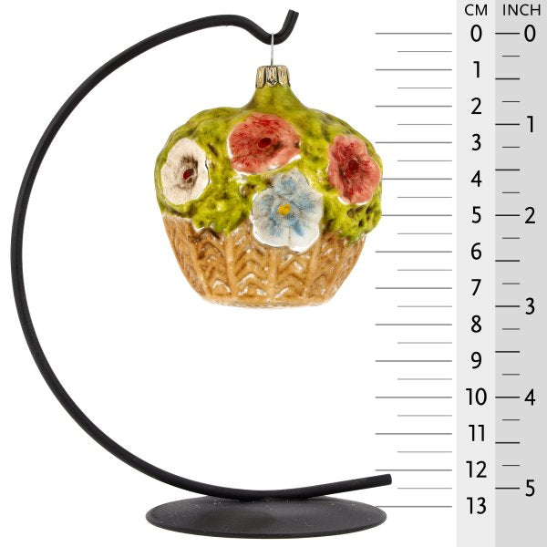 glass flower ornament on star bow