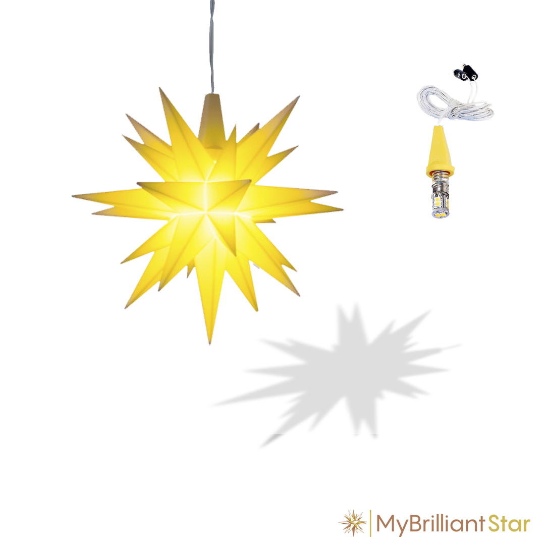 Original Herrnhut plastic MINISTAR, yellow, ~ 8 cm / 3 inch ø - LED