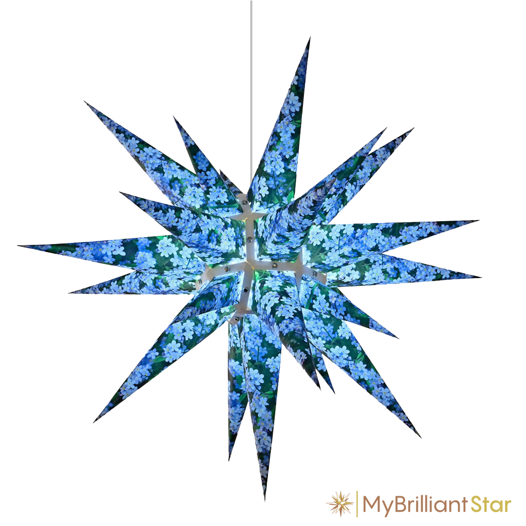 Original Herrnhut paper star, "NATURE Edition Forget-me-not", ~ 60 cm / 24 inch ø