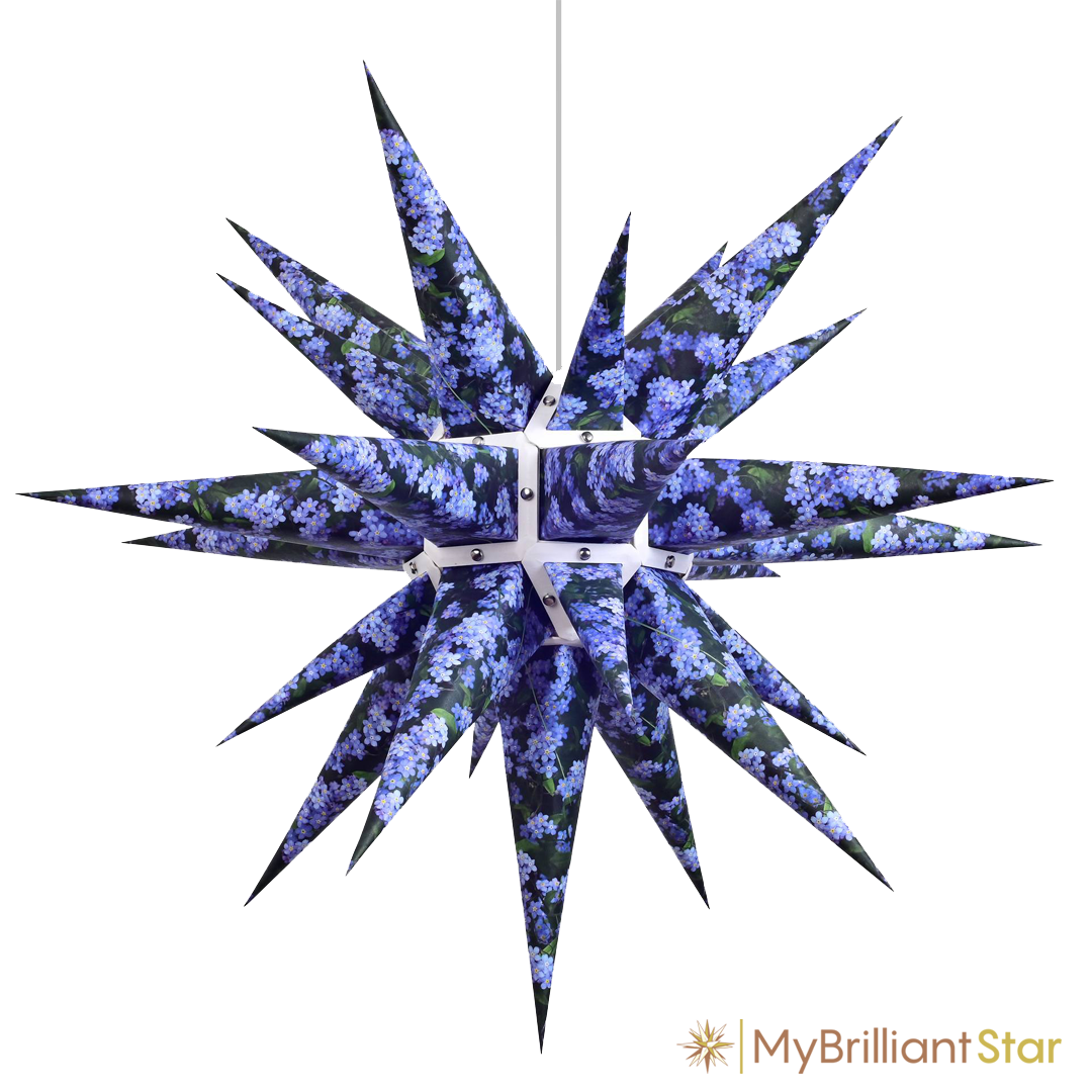 Original Herrnhut paper star, "NATURE Edition Forget-me-not", ~ 60 cm / 24 inch ø