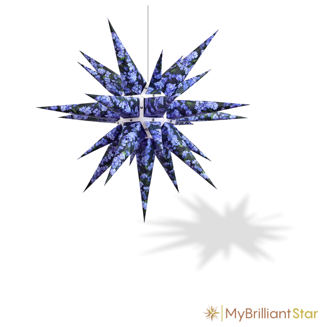 Original Herrnhut paper star, "NATURE Edition Forget-me-not", ~ 60 cm / 24 inch ø