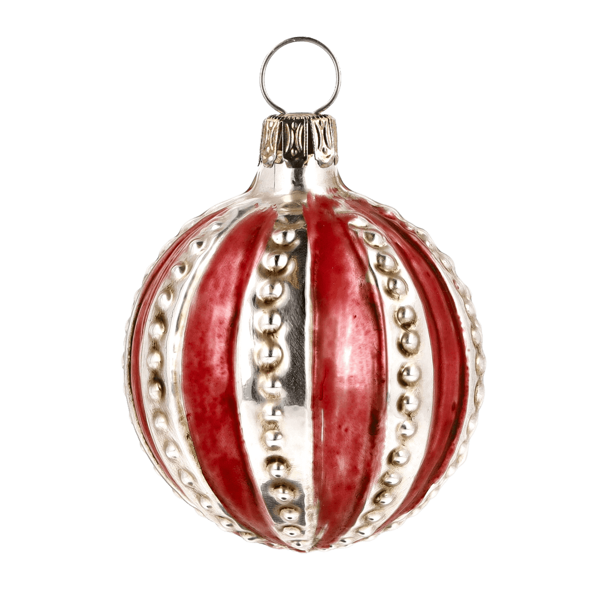 MAROLIN® - Glass ornament &quot;Ball with red Stripes&quot;