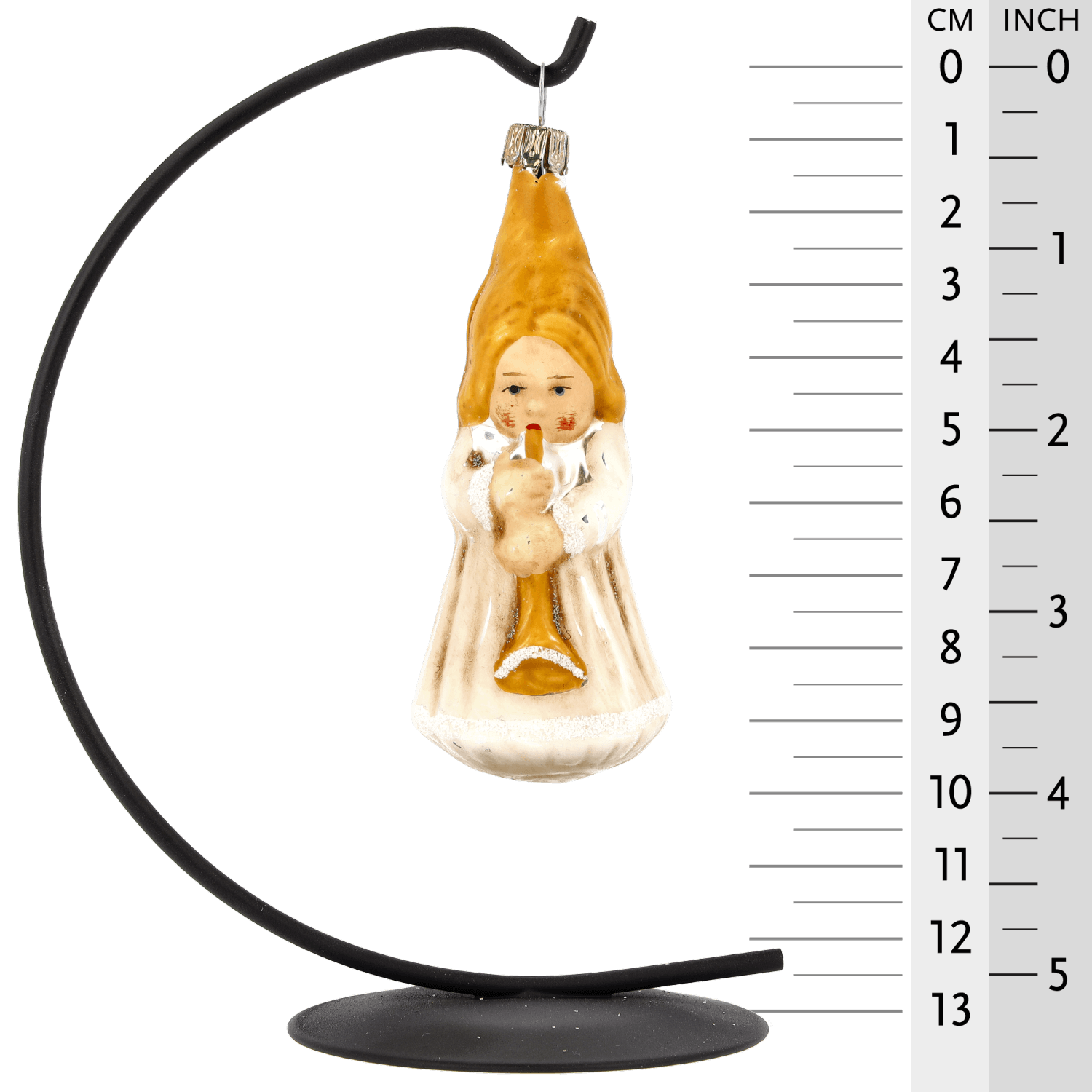 MAROLIN® - Glass ornament "Trumpeting angel" displayed on star bow