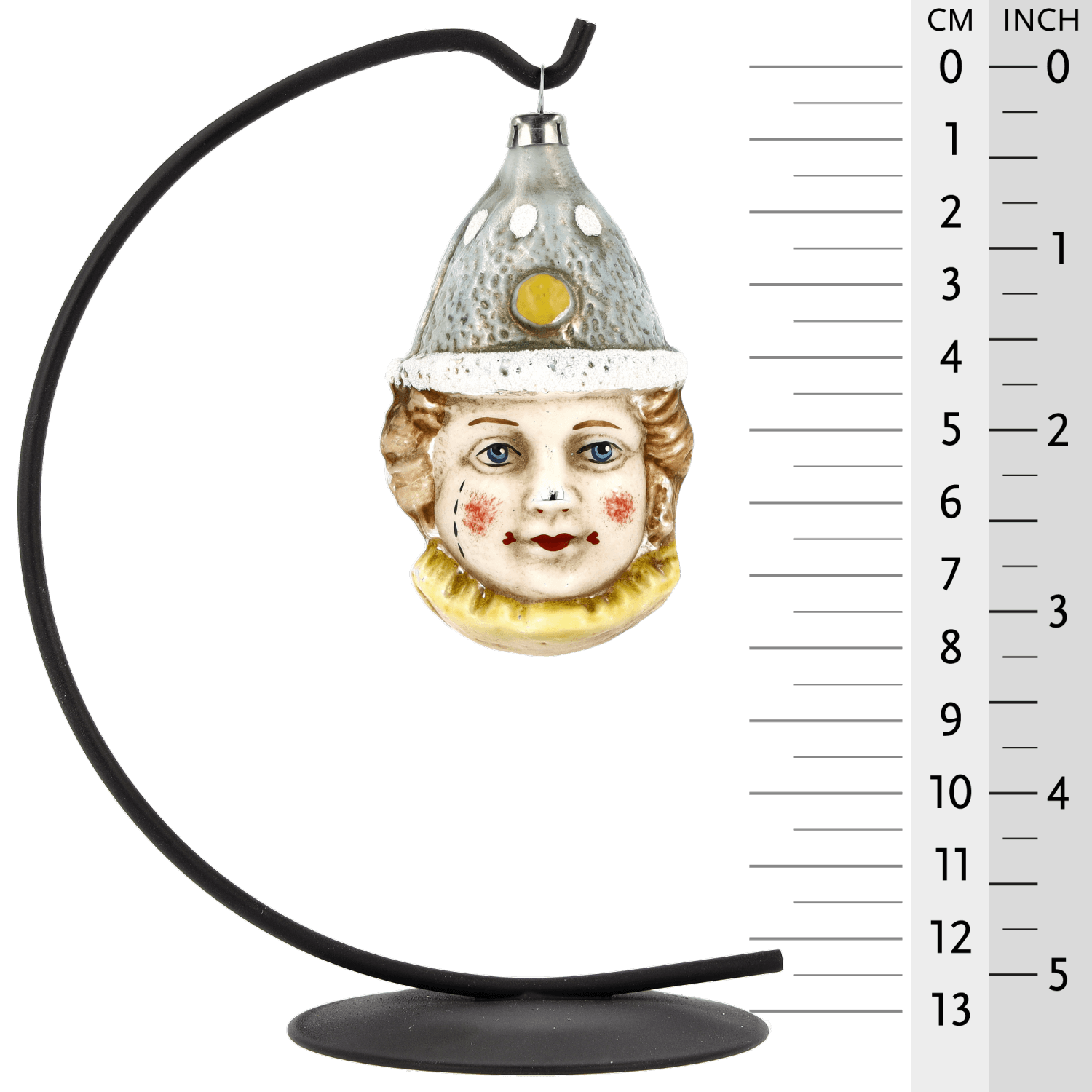 MAROLIN® - Glass ornament "Clown with blue hat" hanging on star bow