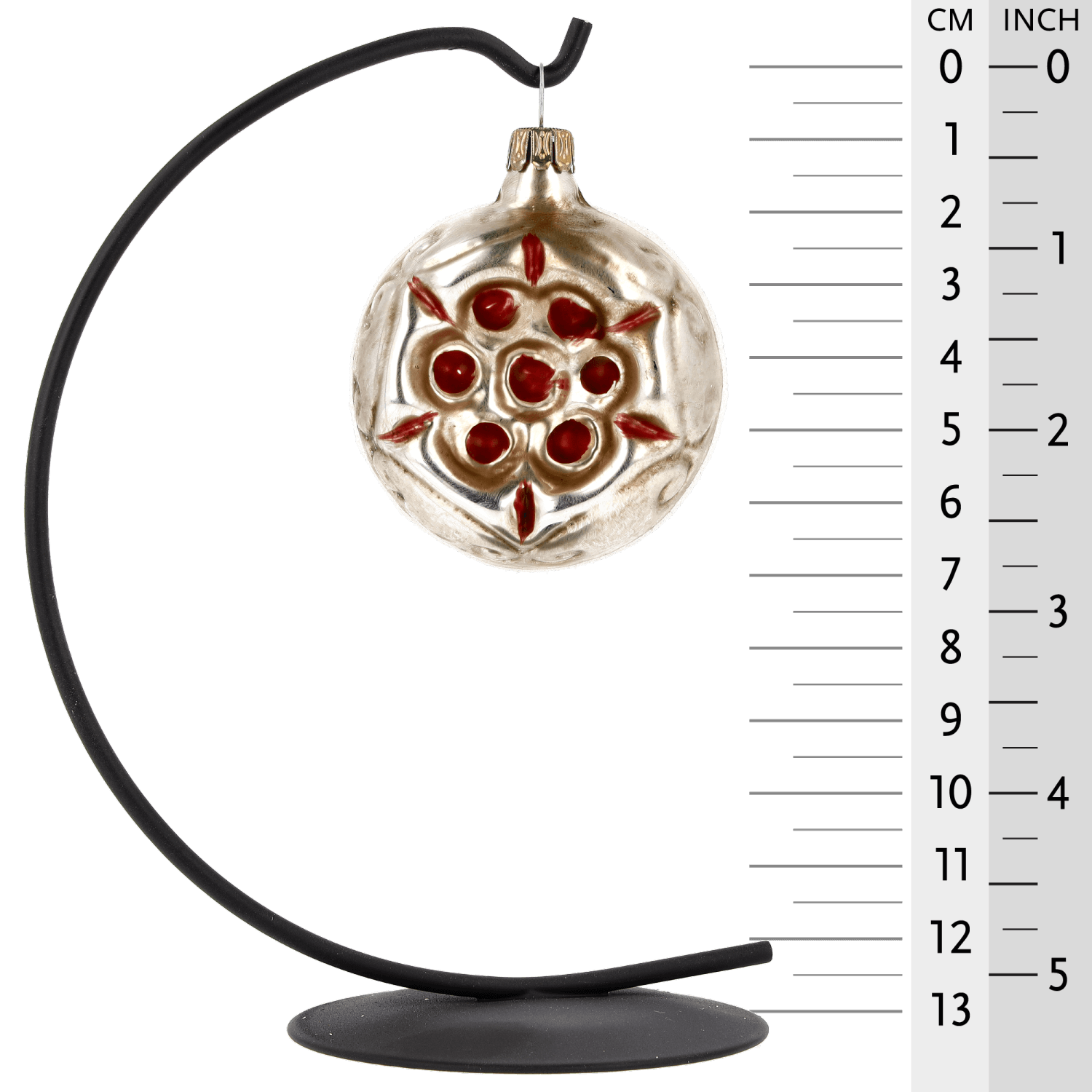 MAROLIN® - Glass ornament "Red Flower" hanging on star bow