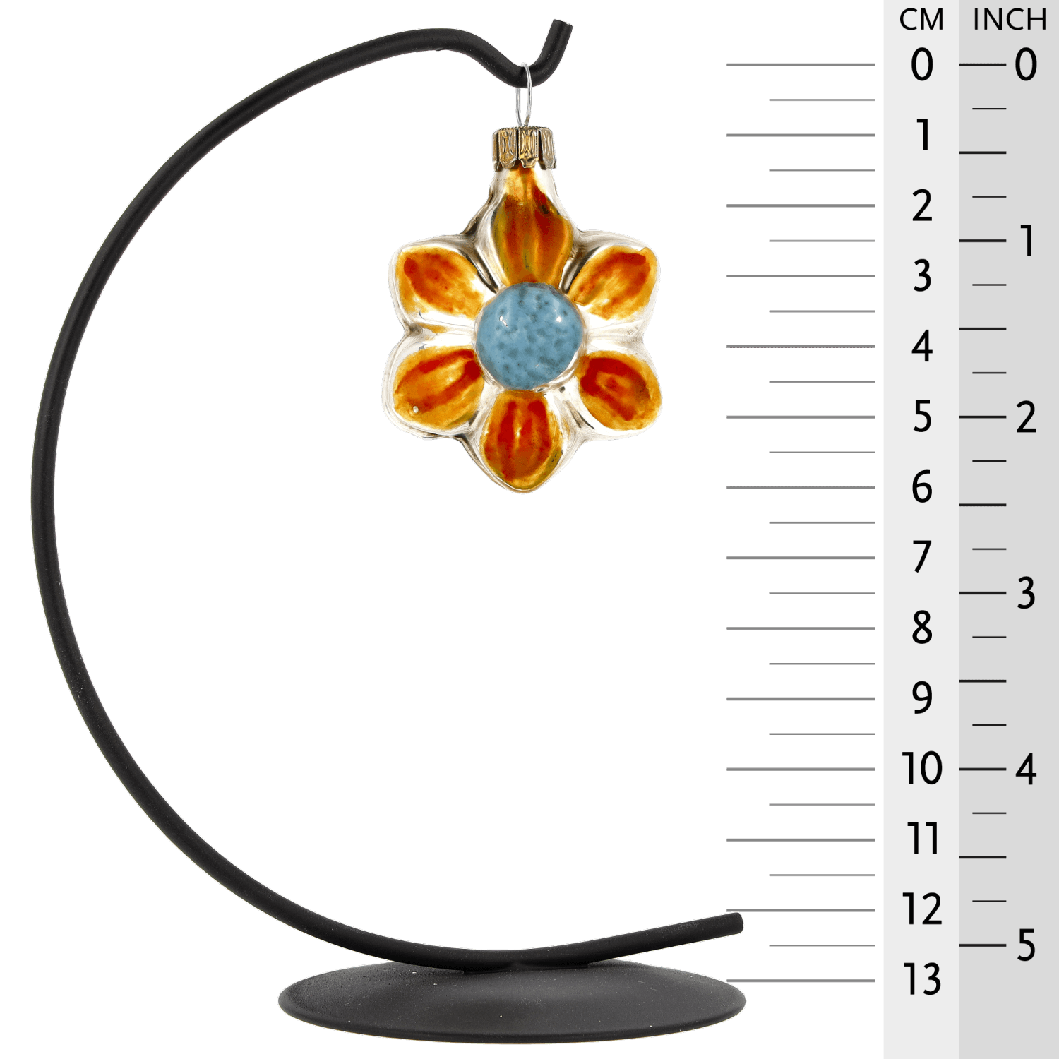 MAROLIN® - Miniature glass ornament "Bloom orange" hanging on star bow