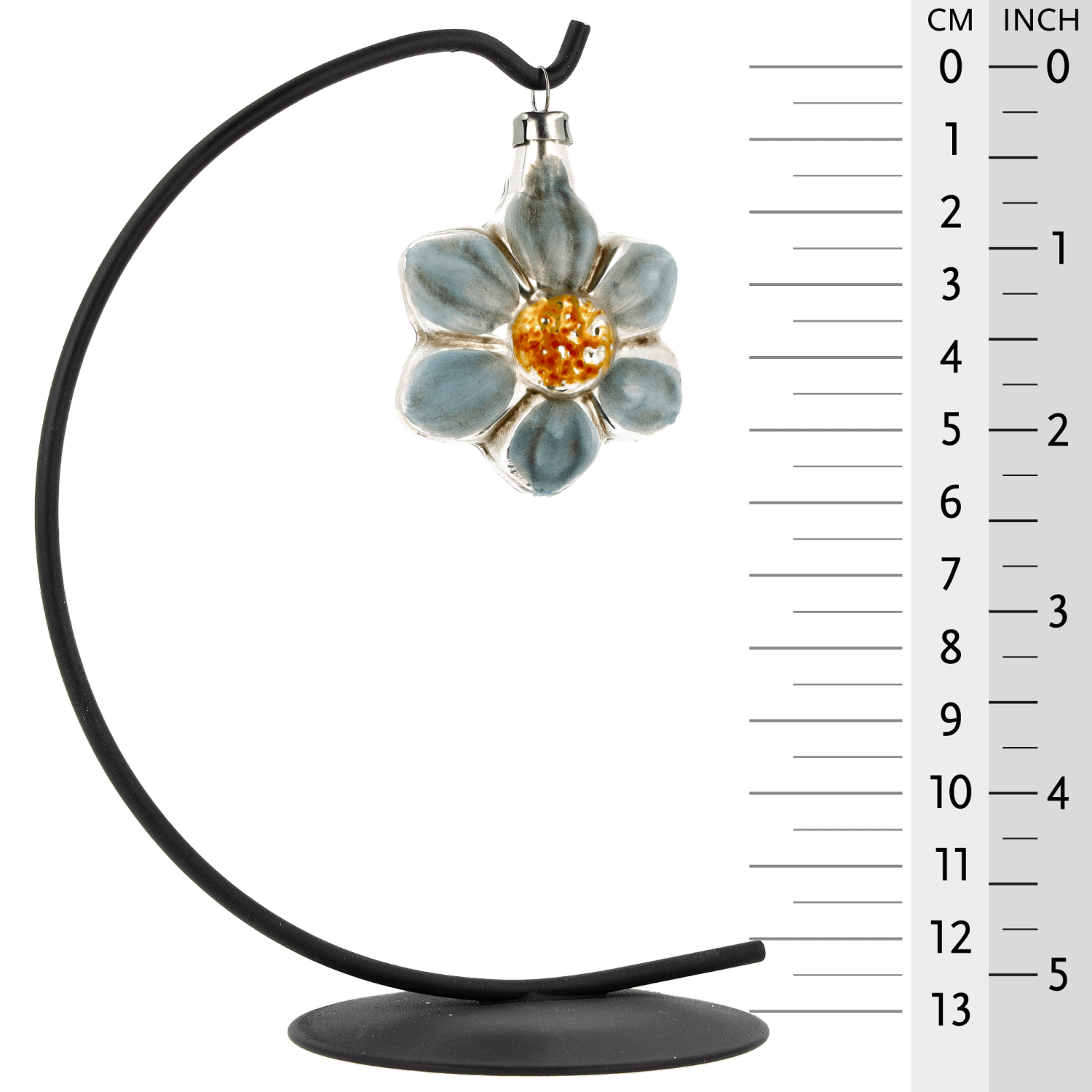 MAROLIN® - Miniature glass ornament "Bloom blue" displayed on star bow