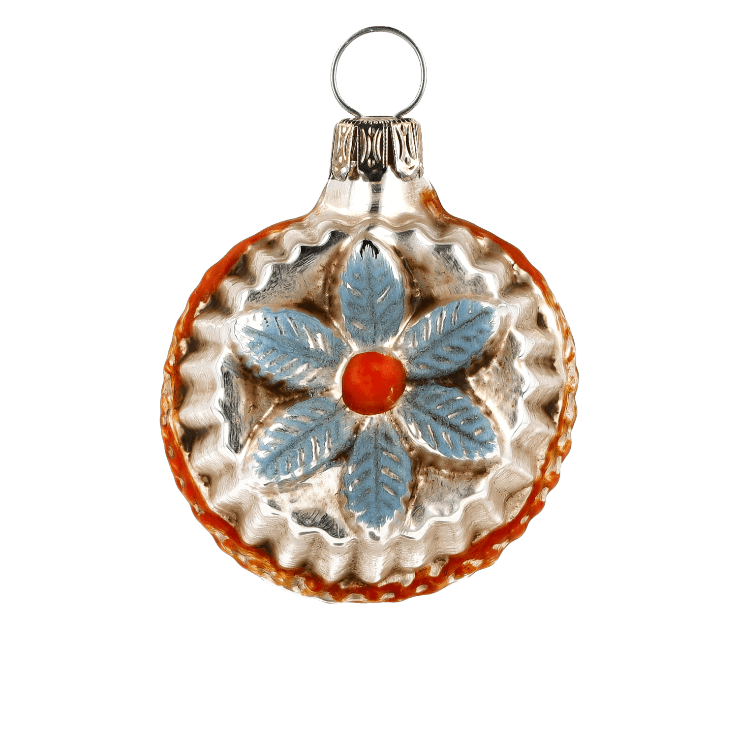 MAROLIN® - Miniature glass ornament "Bloom with jags blue"