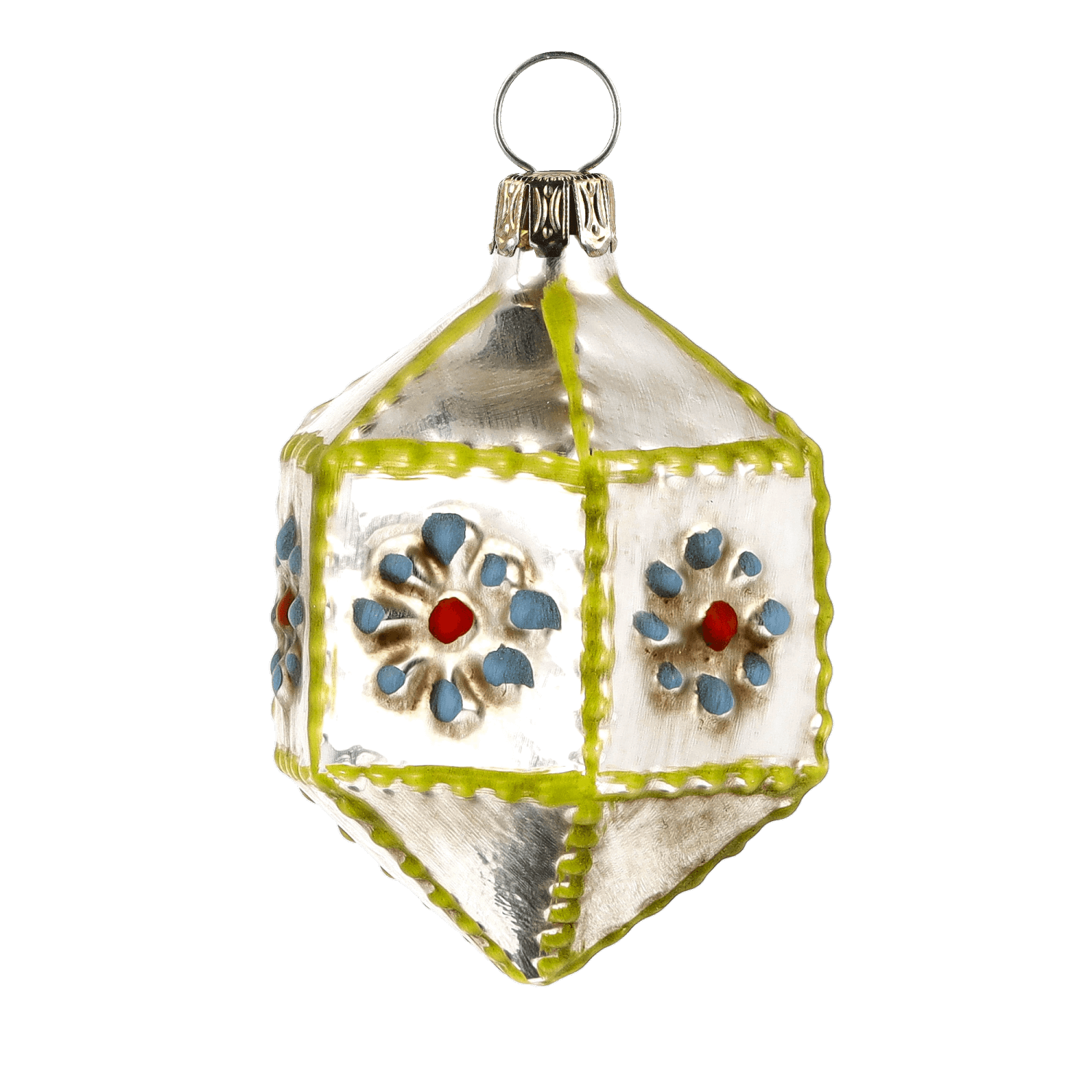 MAROLIN® - Miniature glass ornament "Hexagon with knobs blue"