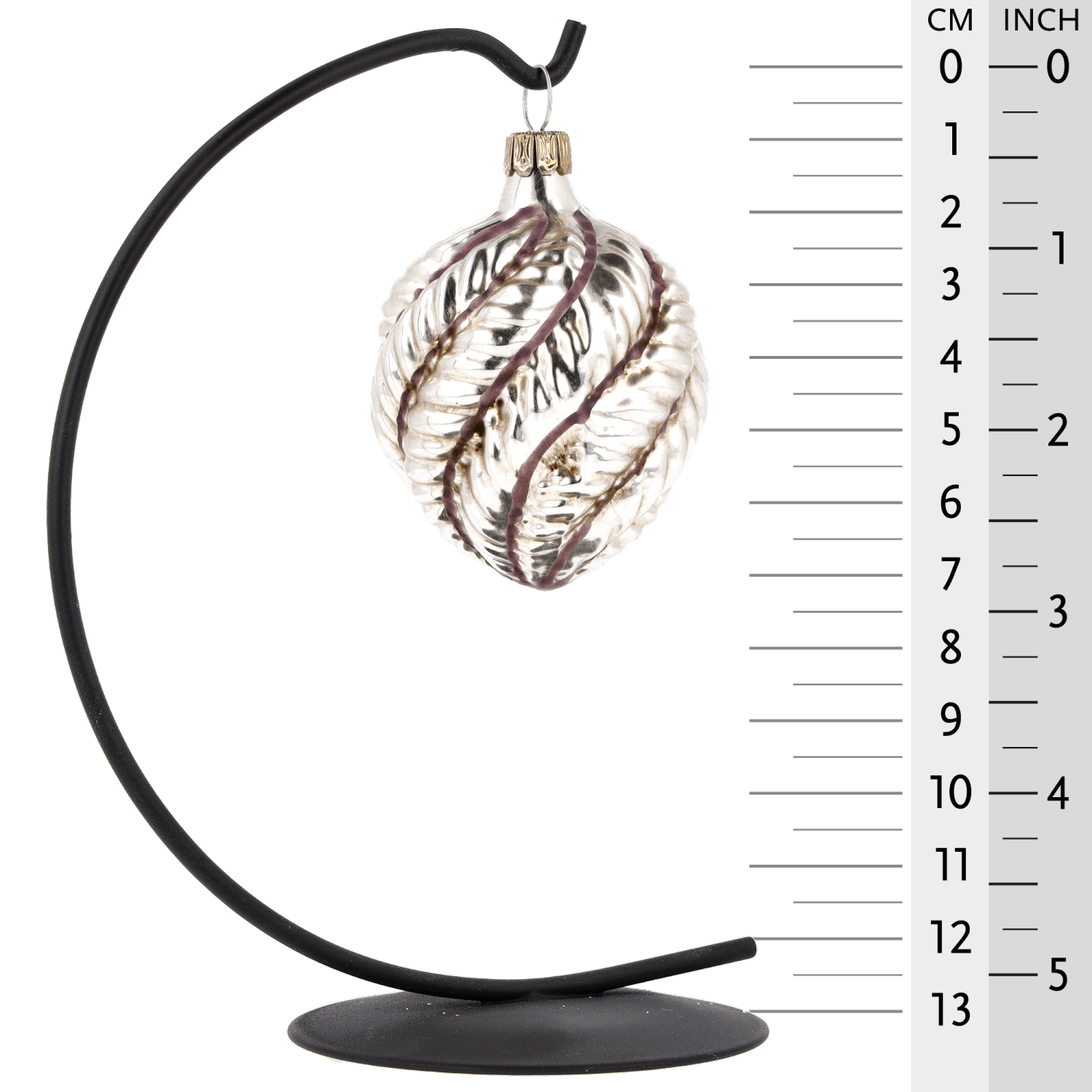 MAROLIN® - Glass ornament "Oval with violet stripes" hanging on star bow