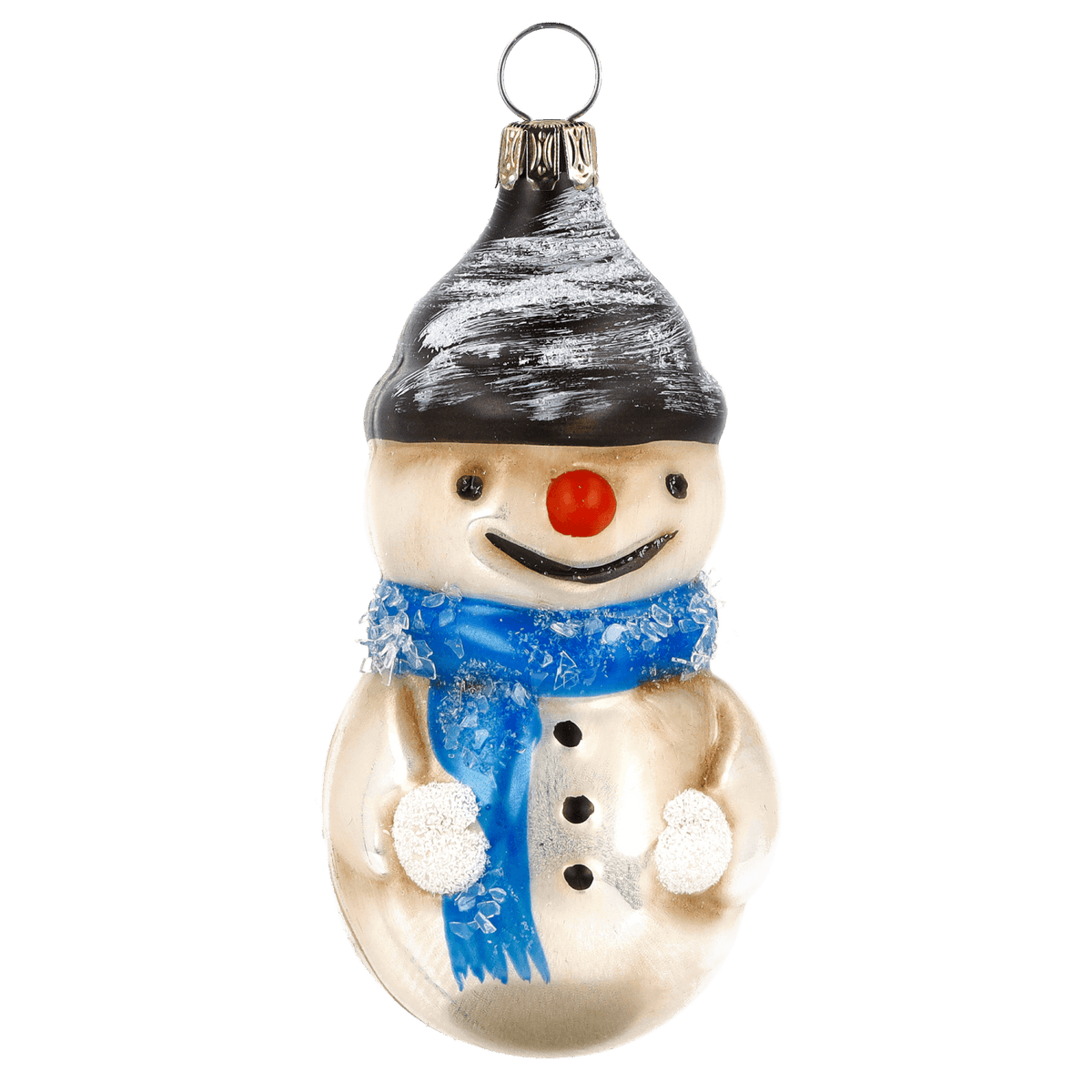 MAROLIN® - Glass ornament &quot;Snowman with scarf and glitter&quot;