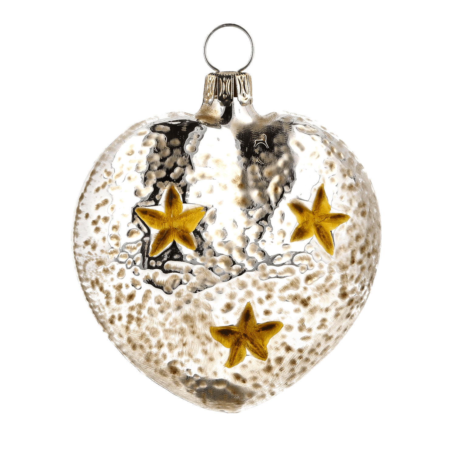 MAROLIN® - Glass ornament "Heart with church and stars red roof" from the back