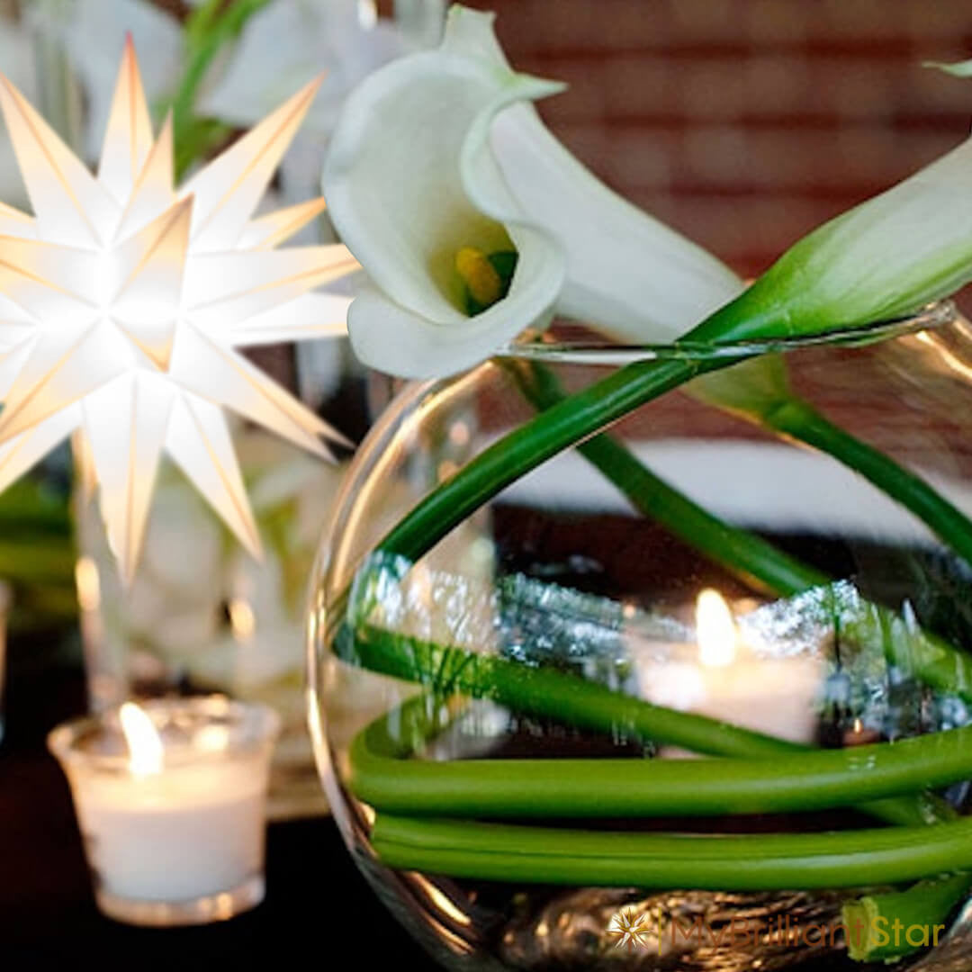 Original Herrnhut plastic star, white, ~ 13 cm / 5 inch ø as beautifuyl flower decoration