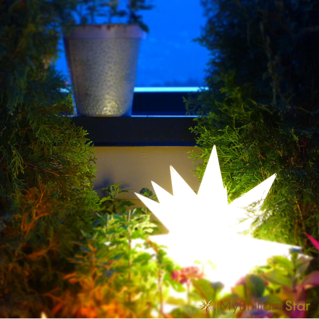 window frame decorated with Original Herrnhut plastic star, white, ~ 40 cm / 16 inch ø