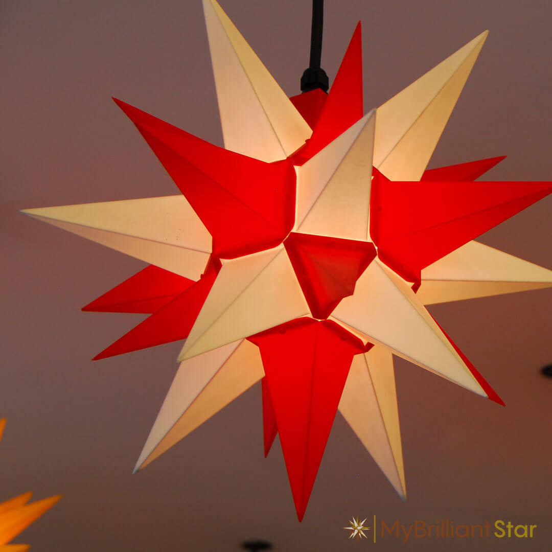 Original Herrnhut plastic star, white / red, ~ 40 cm / 16 inch ø