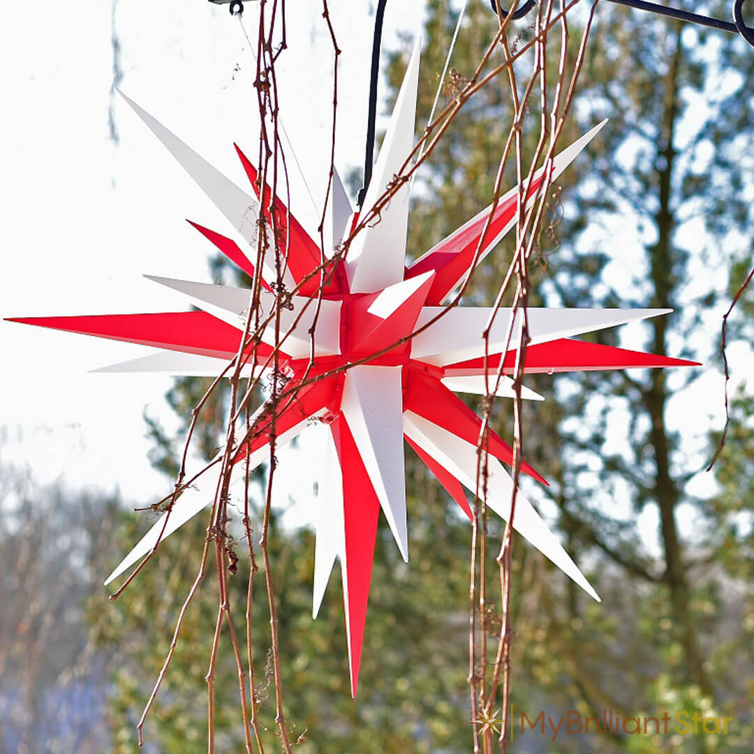 Original Herrnhut plastic star, white / red, ~ 70 cm / 27 inch ø