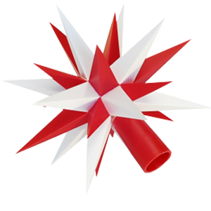 Spare star for plastic star chain ~ 13 cm / 5 inch ø, white/red