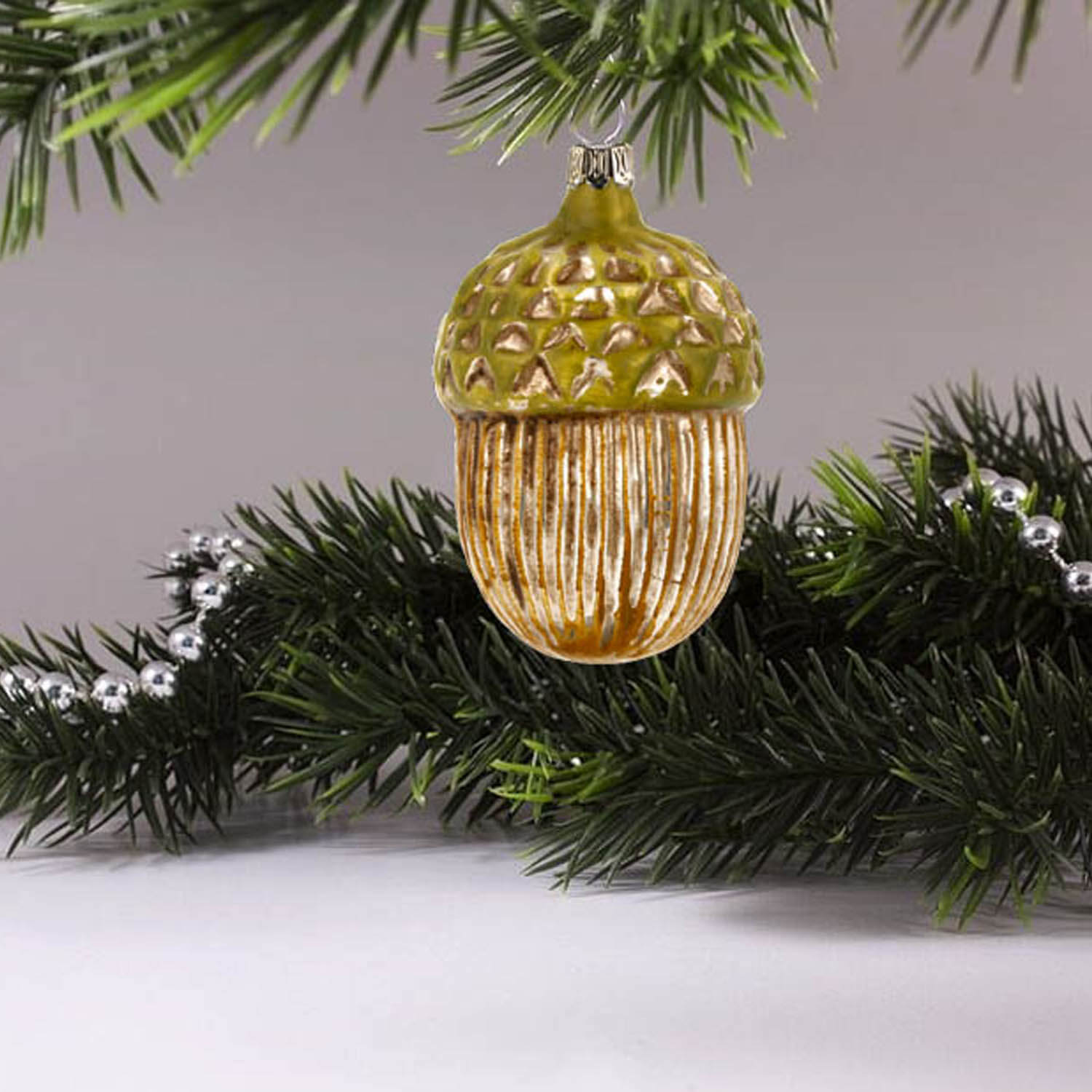 MAROLIN® - Glass ornament "Acorn" on Christmas tree