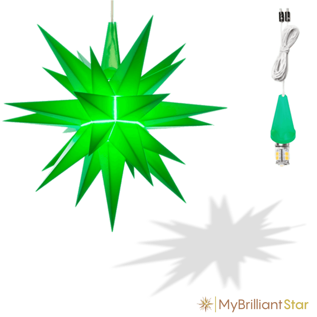 Original Herrnhut plastic star, green, ~ 13 cm / 5 inch ø