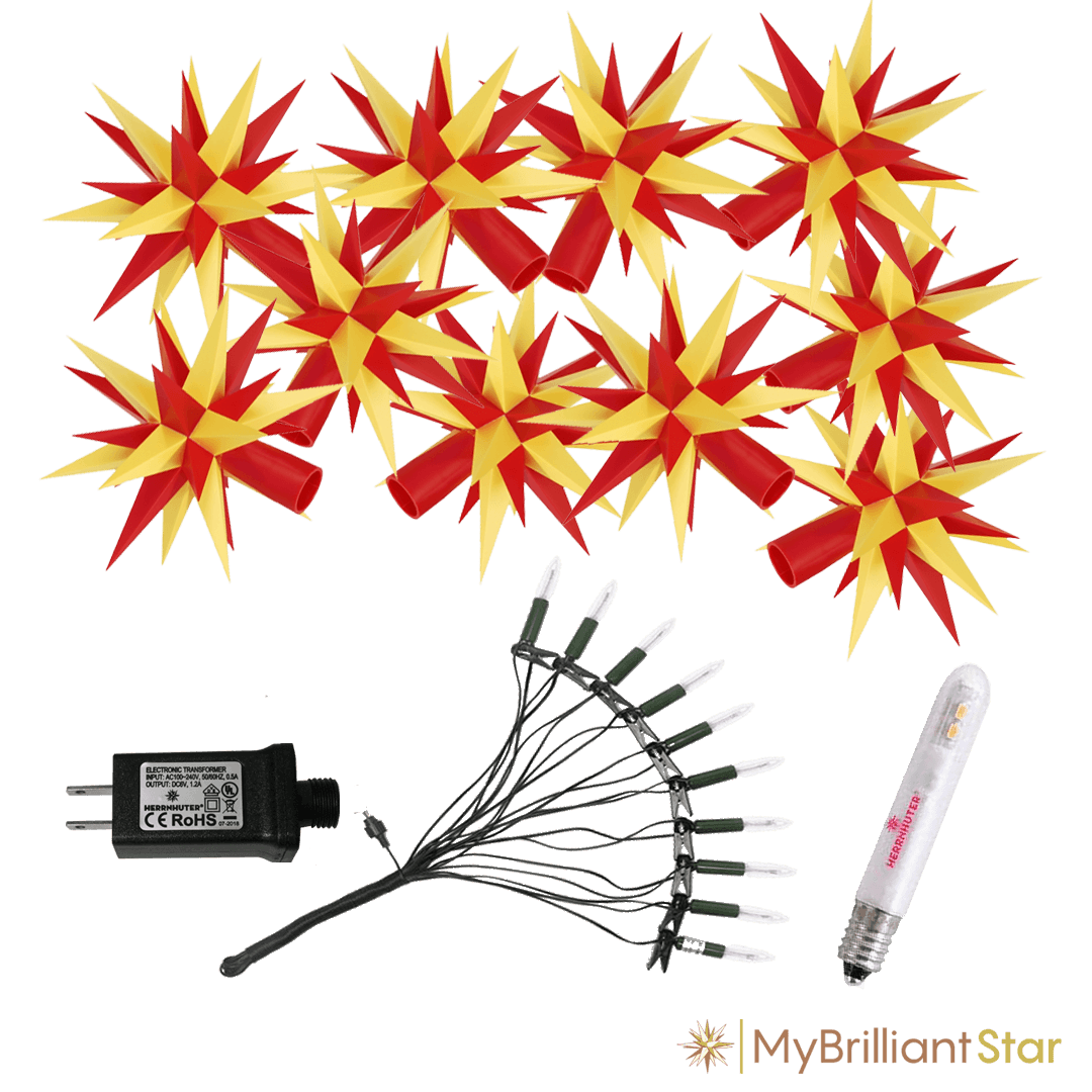 Original Herrnhut plastic star chain, yellow/red, ~ 12 m / 470 inch length LED