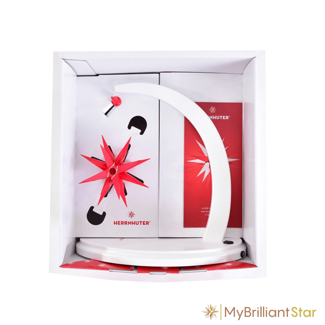 Starbow white painted - A1e plastic star ~ 13 cm / 5 inch ø - RED