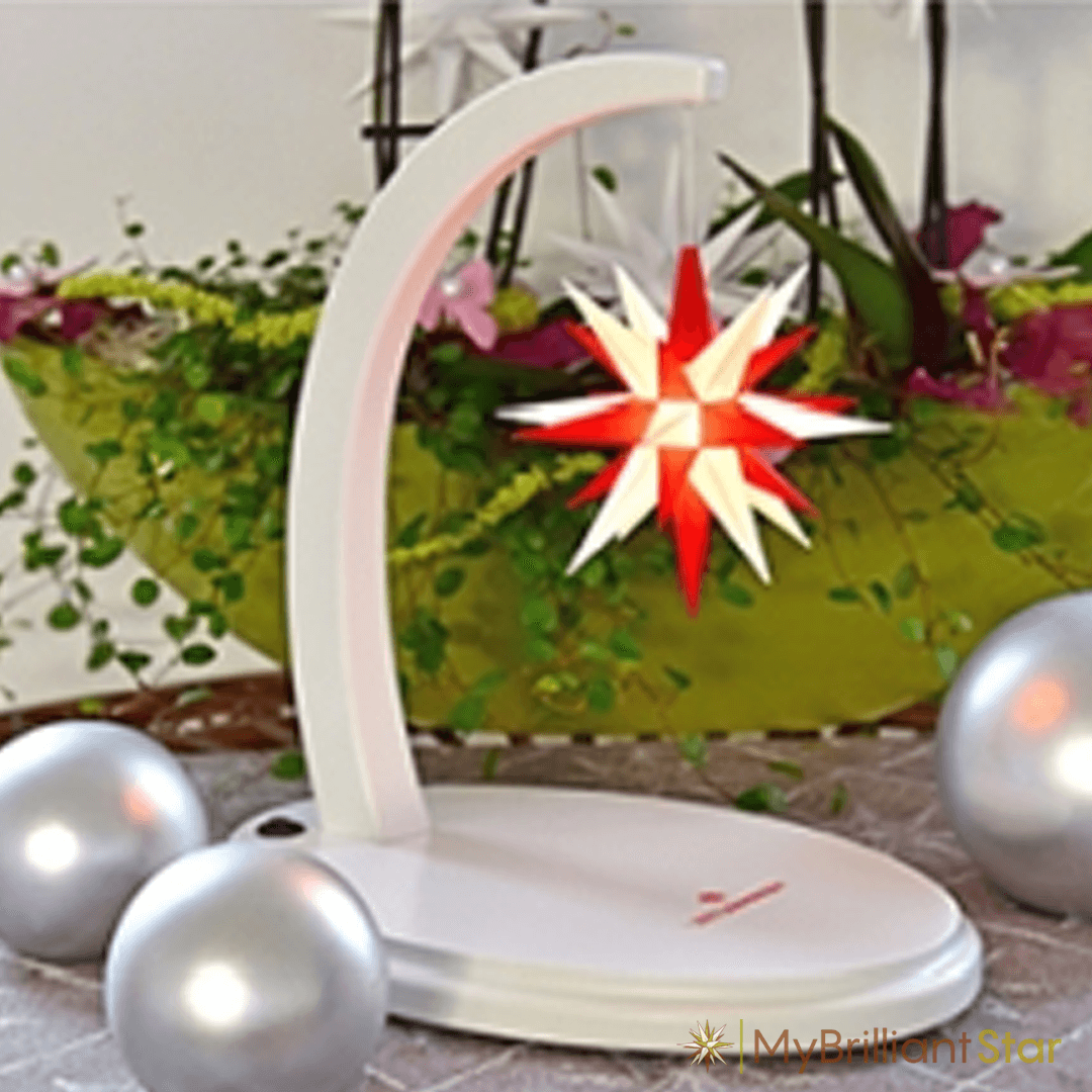 Starbow teinté noyer - Étoile en plastique A1e ~ 13 cm / 5 pouces ø - BLANC/ROUGE