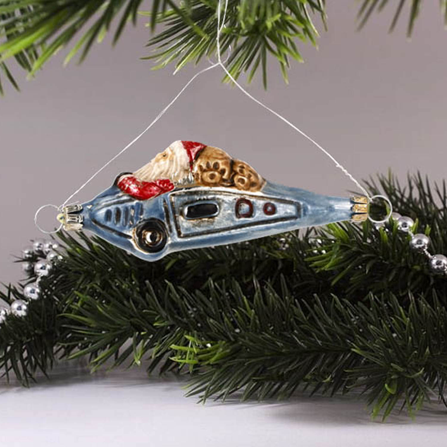 MAROLIN® - Glass ornament "Airplane with Santa"
