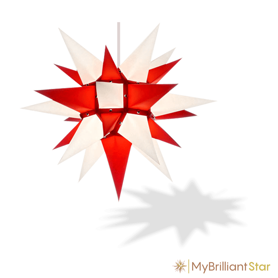Original Herrnhut paper star, white / red, ~ 40 cm / 16 inch ø