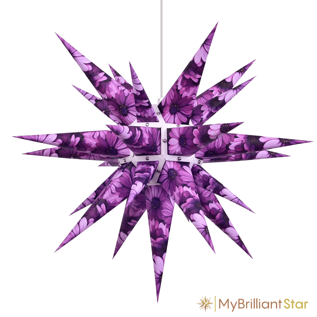 Original Herrnhut paper star, "NATURE Edition Kapmargarite", ~ 60 cm / 24 inch ø