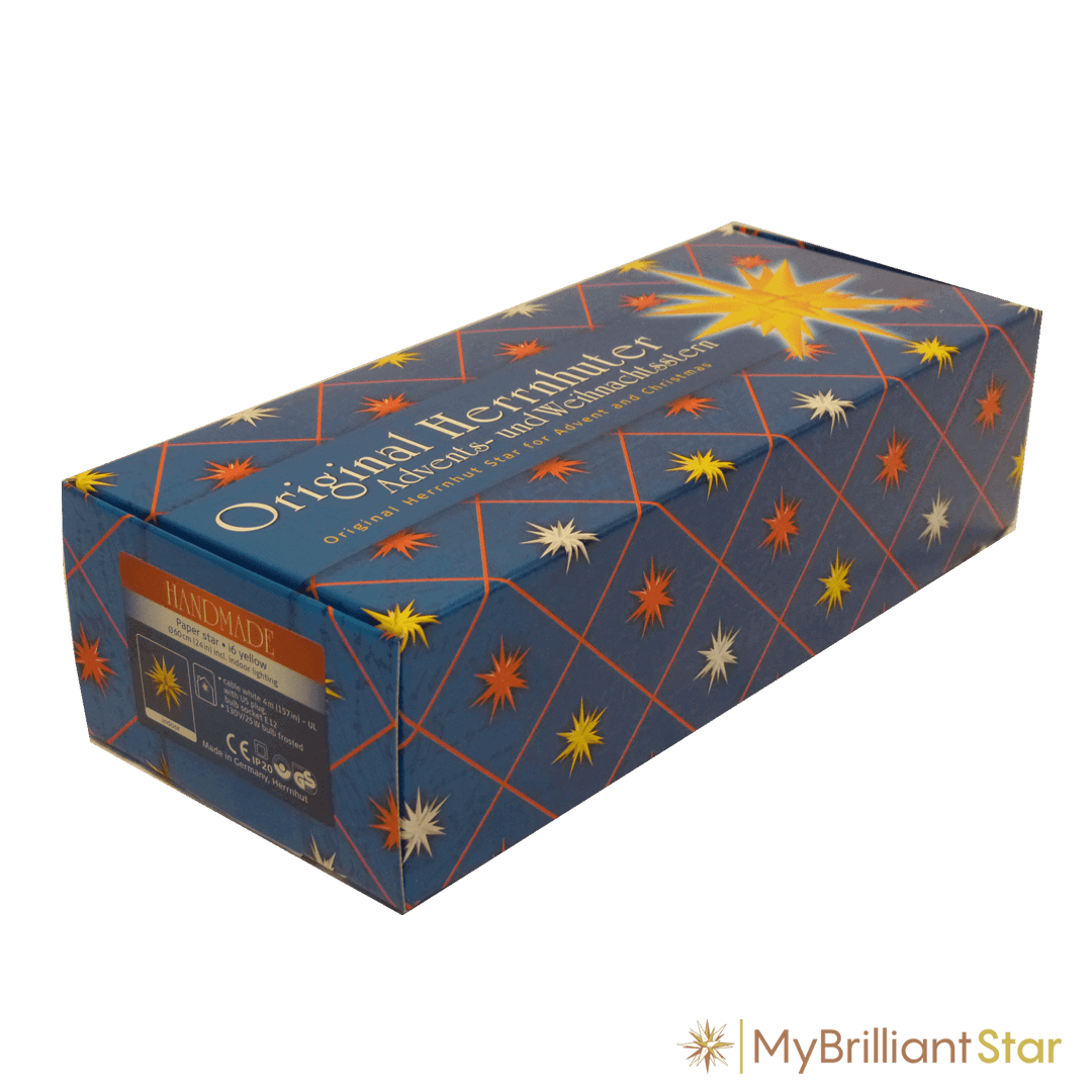 Box for Original Herrnhut paper star, yellow, ~ 60 cm / 24 inch ø