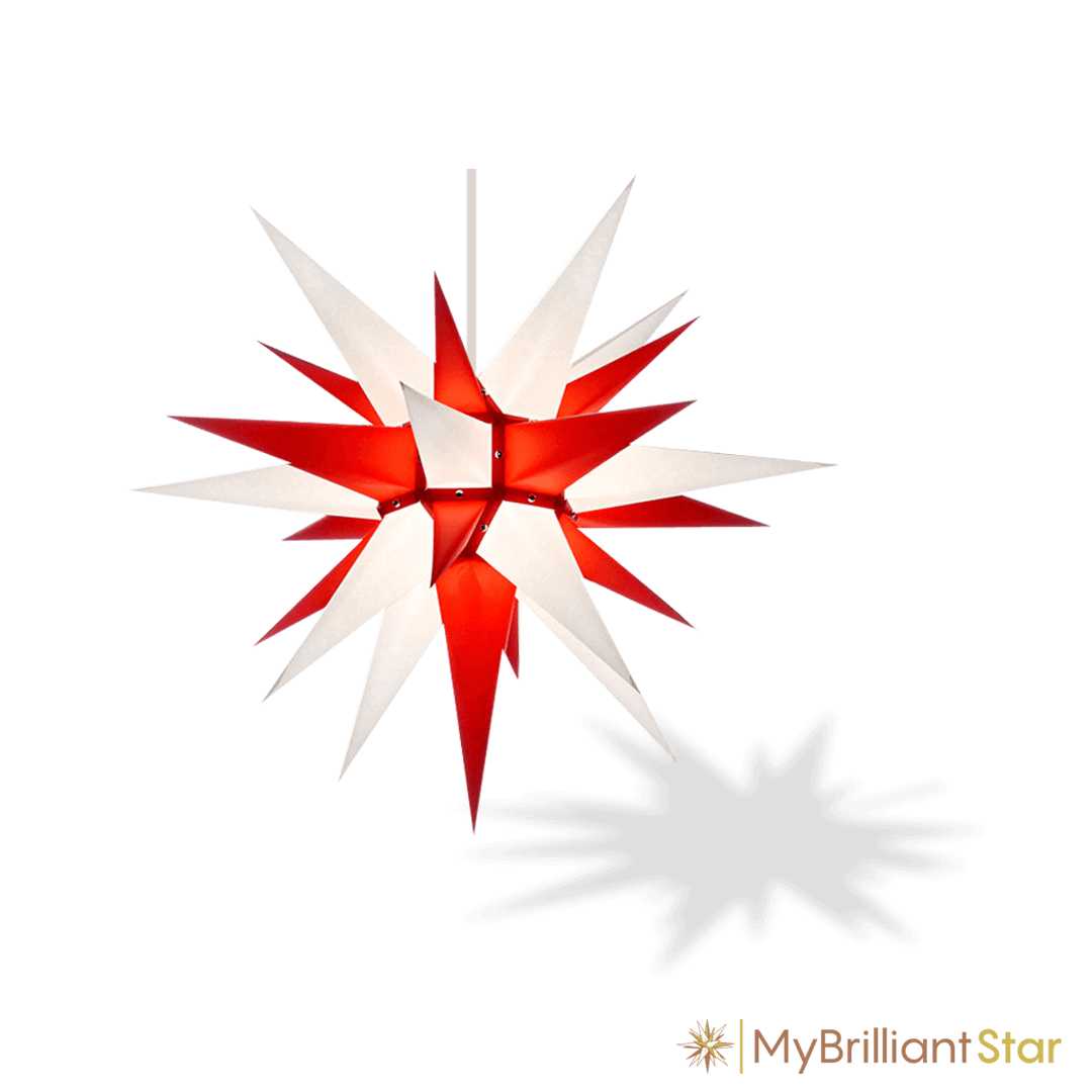 Original Herrnhut paper star, white / red, ~ 60 cm / 24 inch ø