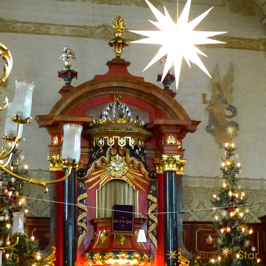 Original Herrnhut paper star, white, ~ 60 cm / 24 inch ø decorating church