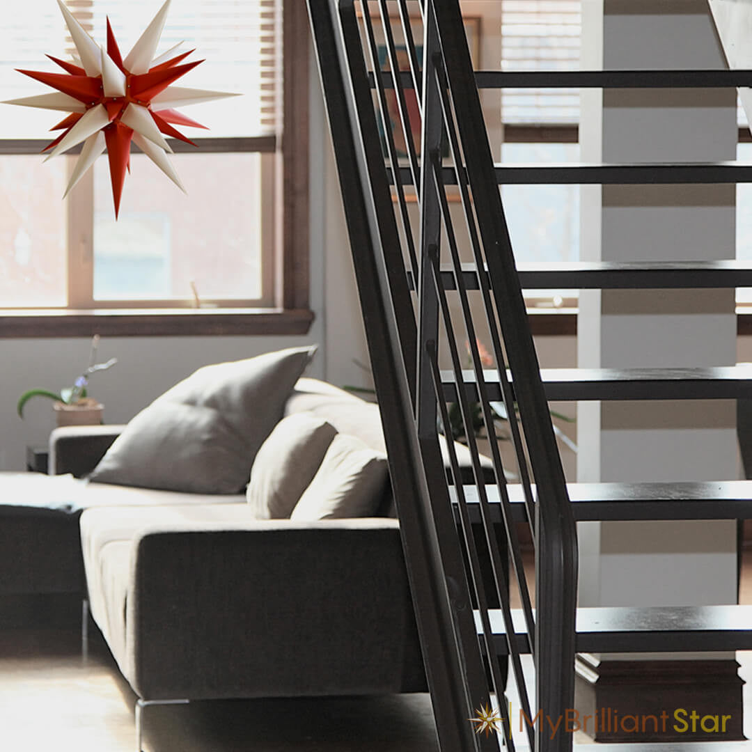 Original Herrnhut paper star, white / red, ~ 60 cm / 24 inch ø