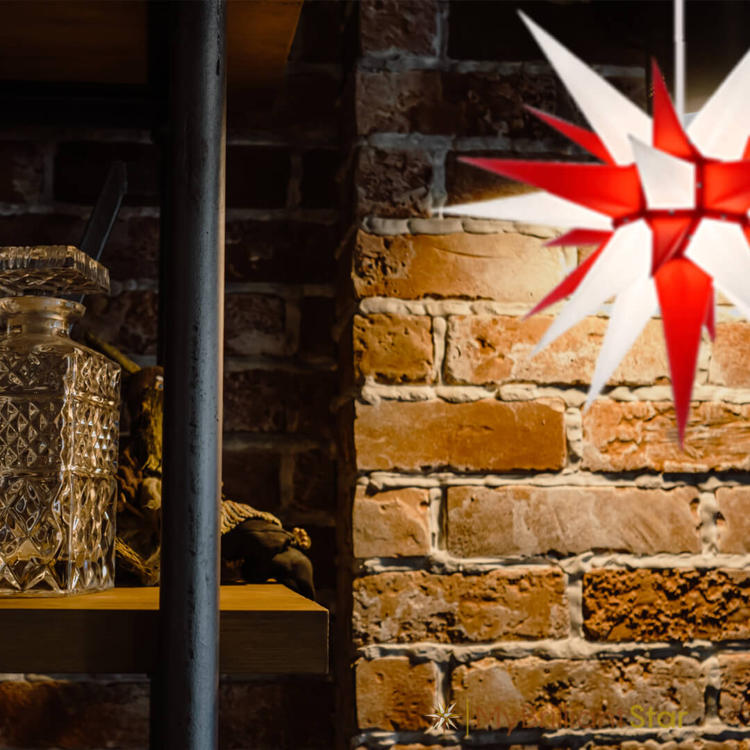 Original Herrnhut paper star, white / red, ~ 60 cm / 24 inch ø