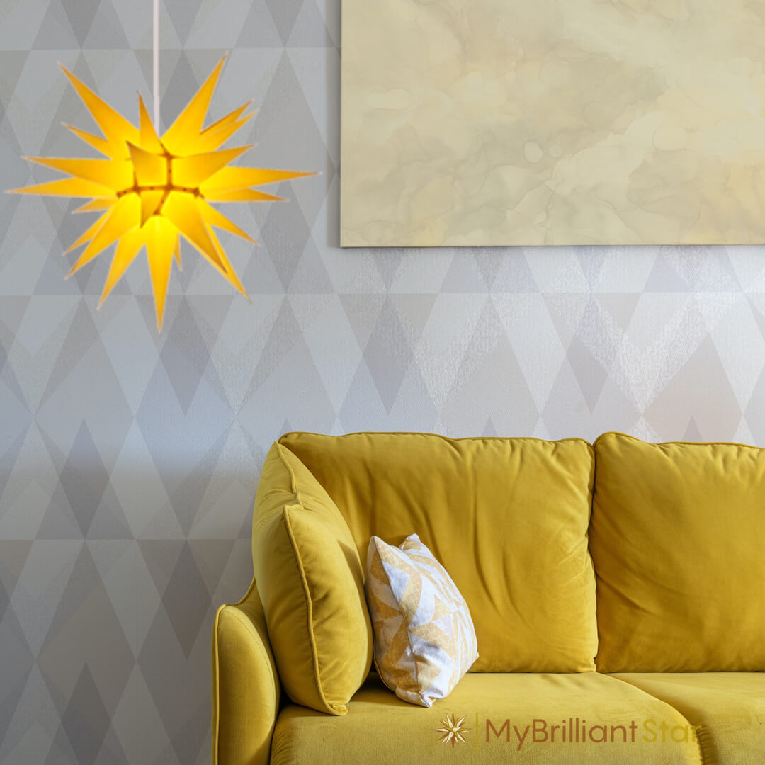 Étoile en papier originale Herrnhut, jaune, ~ 60 cm / 24 pouces ø