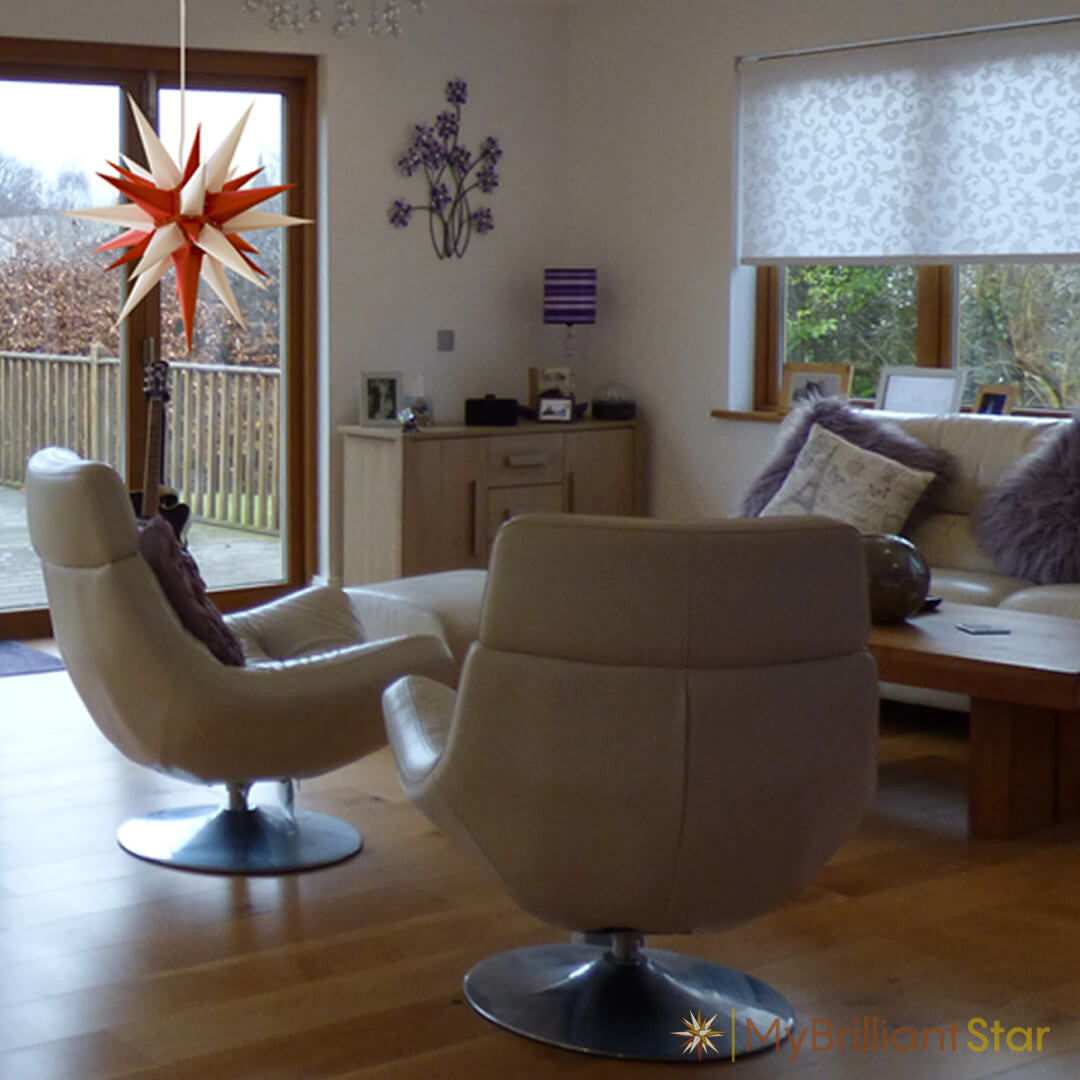 Original Herrnhut paper star, white / red, ~ 70 cm / 27 inch ø