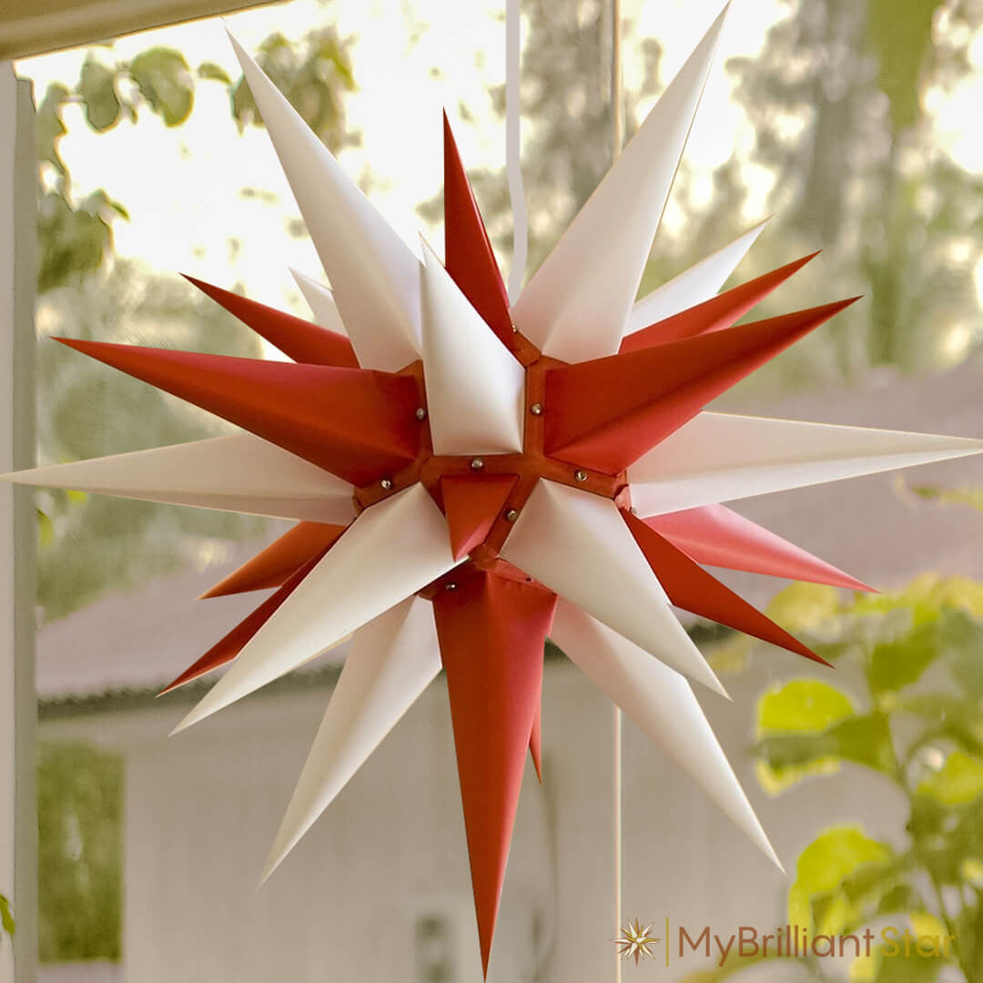 Original Herrnhut paper star, white / red, ~ 70 cm / 27 inch ø
