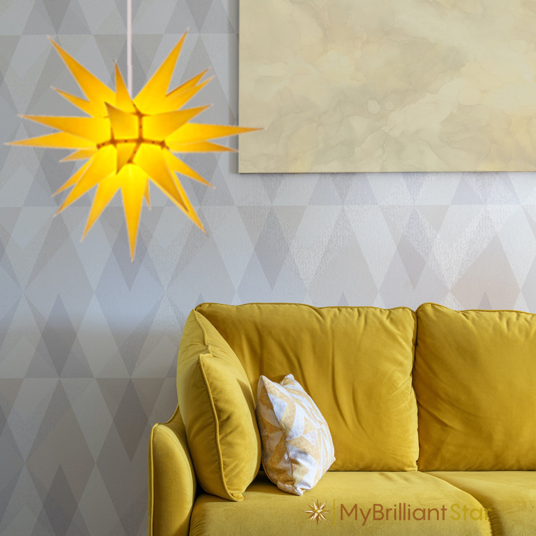 Étoile en papier originale Herrnhut, jaune, ~ 70 cm / 27 pouces ø