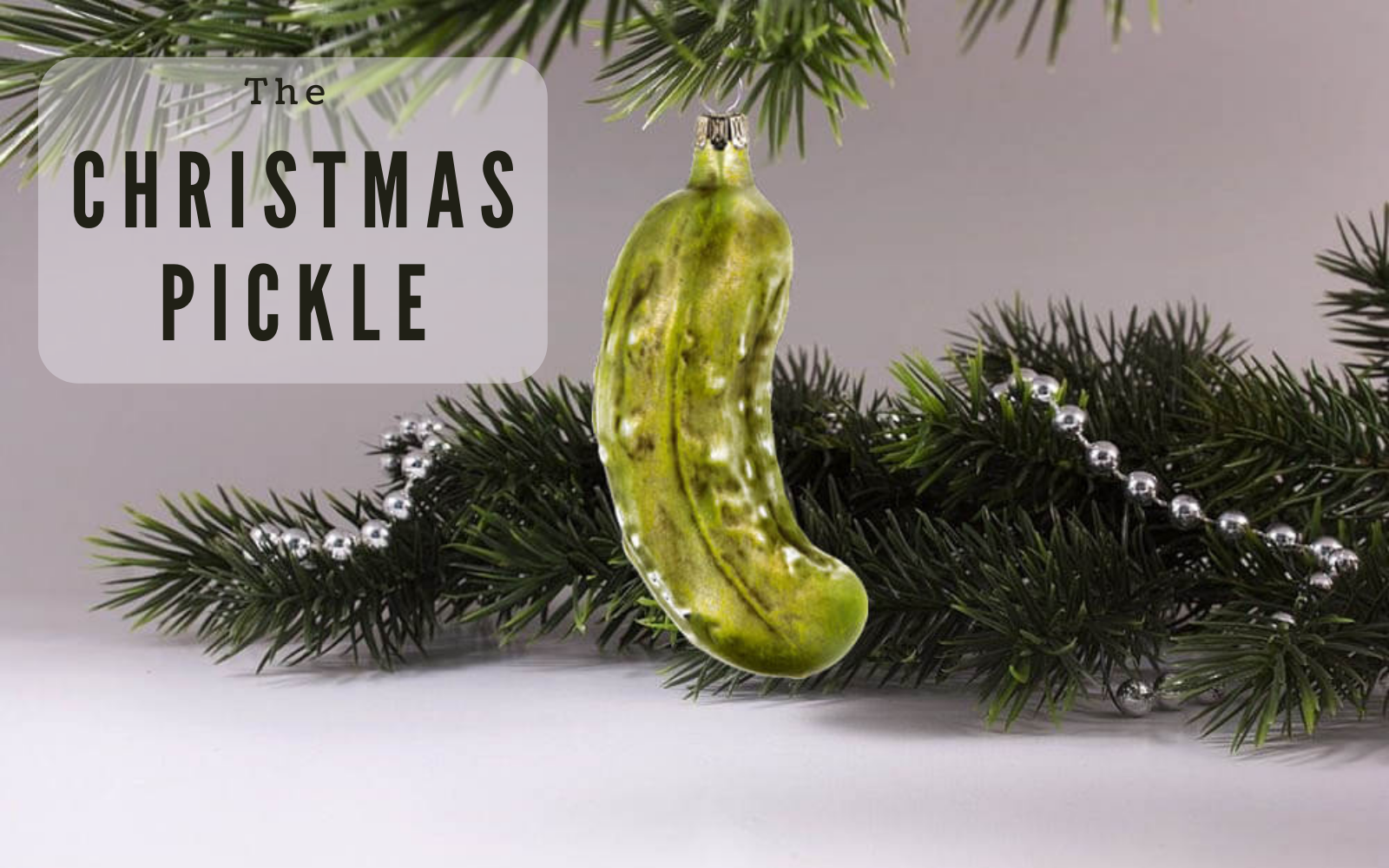 Pickle Tree Ornament hanging on a Christmas Tree
