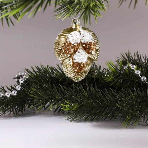 MAROLIN® - Glass ornament "Twigs with 3 small pine cones"