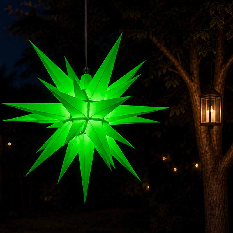 Herrnhut Star lit up in green