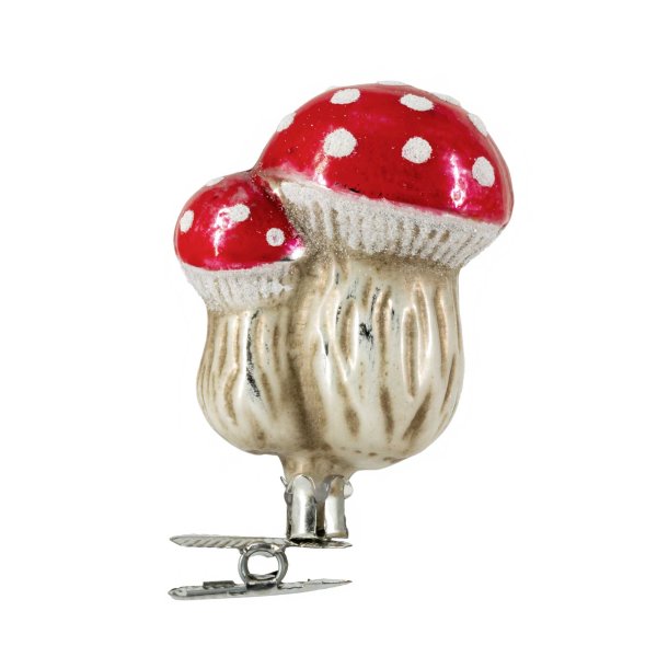 Glass ornament "Two fly agaric on clip"