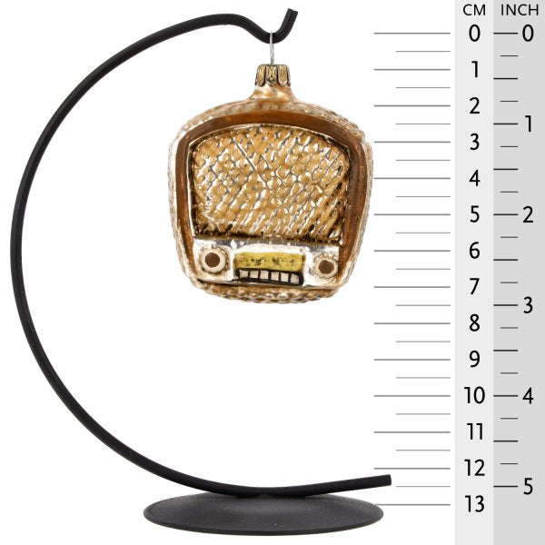 MAROLIN® - Vintage Glass ornament "Antic Radio" hanging on star bow