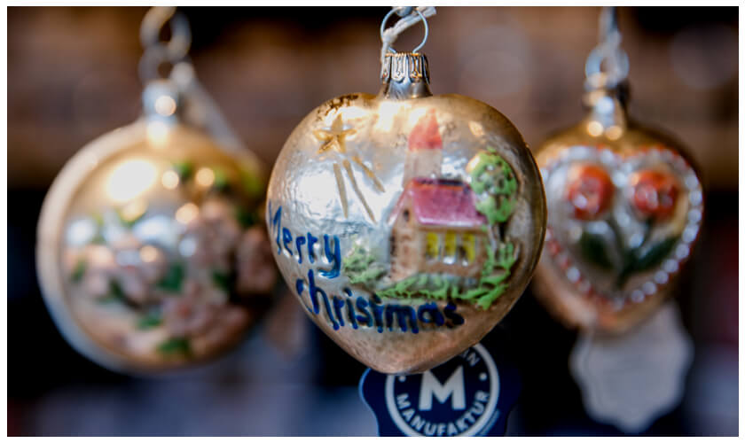 Marolin Vintage Glass Ornament Merry Christmas