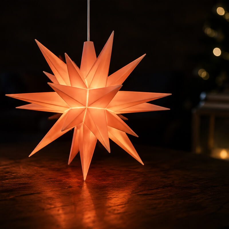 Original Herrnhut plastic MINISTAR, APRICOT (Special Edition 2026) with title