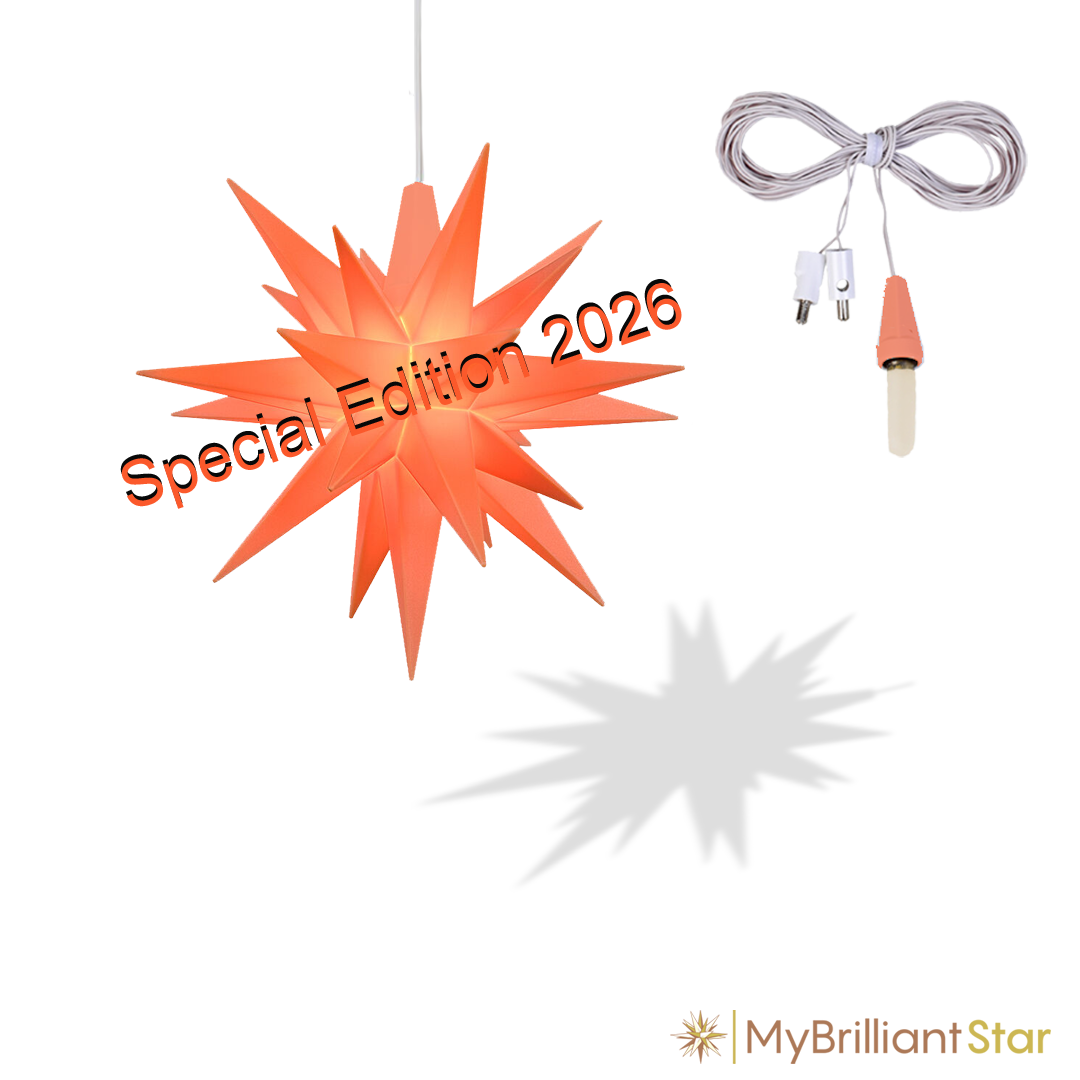Original Herrnhut plastic MINISTAR, APRICOT (Special Edition 2026) with title